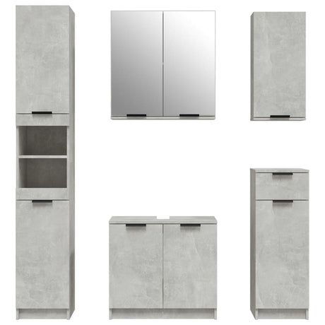 5 Piece Bathroom Cabinet Set Engineered Wood