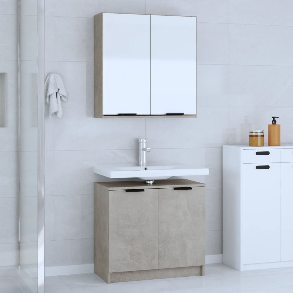 2 Piece Bathroom Cabinet Set Engineered Wood