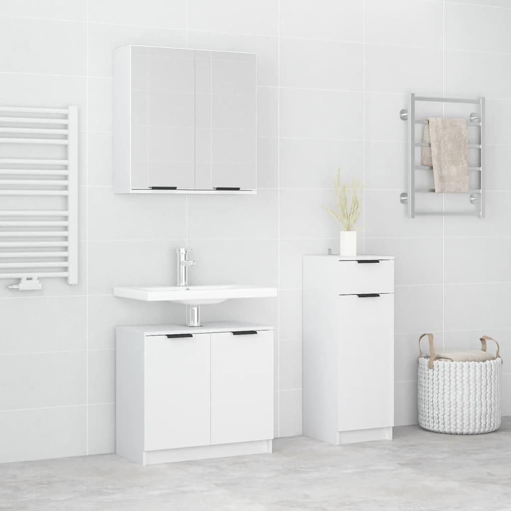 3 Piece Bathroom Cabinet Set Engineered Wood