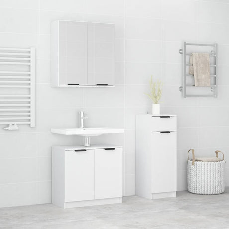 3 Piece Bathroom Cabinet Set Engineered Wood