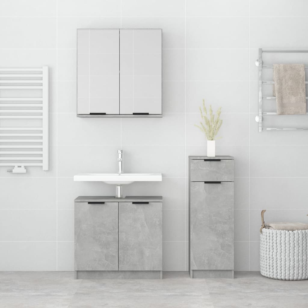 3 Piece Bathroom Cabinet Set Engineered Wood