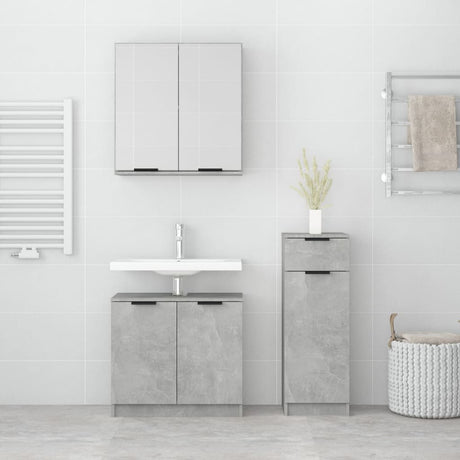 3 Piece Bathroom Cabinet Set Engineered Wood
