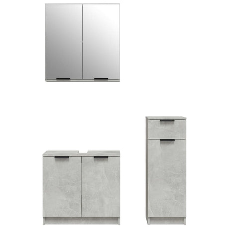 3 Piece Bathroom Cabinet Set Engineered Wood