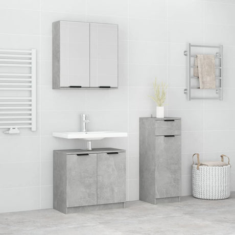 3 Piece Bathroom Cabinet Set Engineered Wood