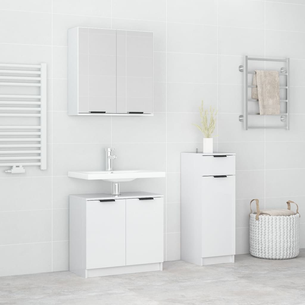 3 Piece Bathroom Cabinet Set Engineered Wood