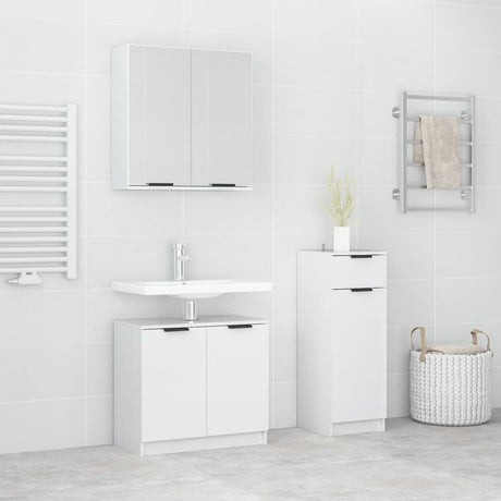 3 Piece Bathroom Cabinet Set Engineered Wood
