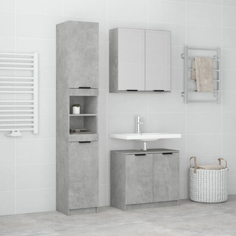 3 Piece Bathroom Cabinet Set Engineered Wood