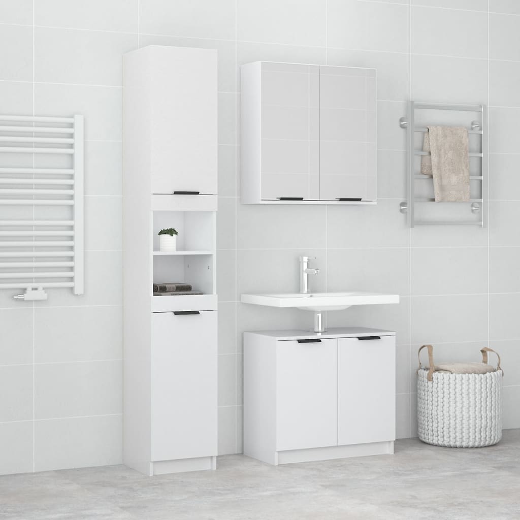 3 Piece Bathroom Cabinet Set Engineered Wood