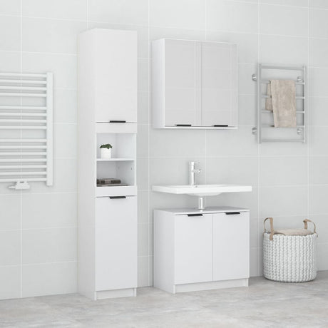3 Piece Bathroom Cabinet Set Engineered Wood