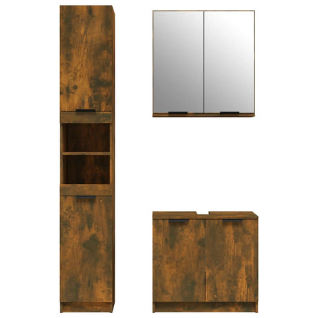3 Piece Bathroom Cabinet Set Engineered Wood