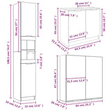 3 Piece Bathroom Cabinet Set Engineered Wood