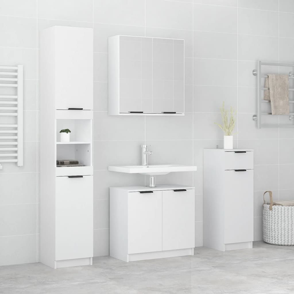 4 Piece Bathroom Cabinet Set Engineered Wood