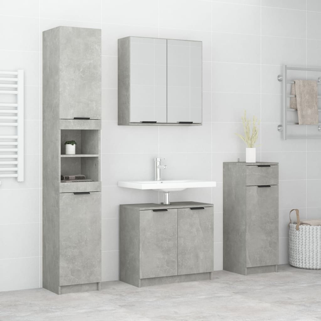 4 Piece Bathroom Cabinet Set Engineered Wood