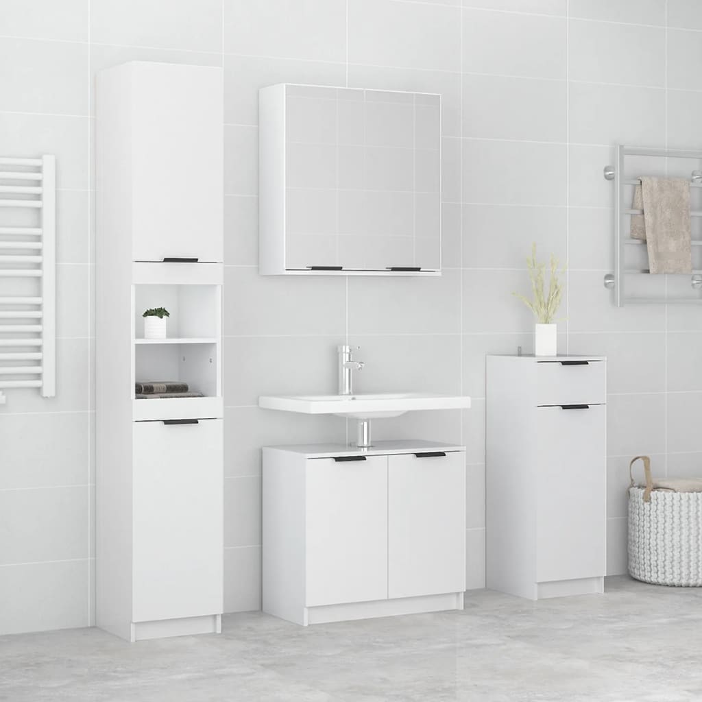 4 Piece Bathroom Cabinet Set Engineered Wood