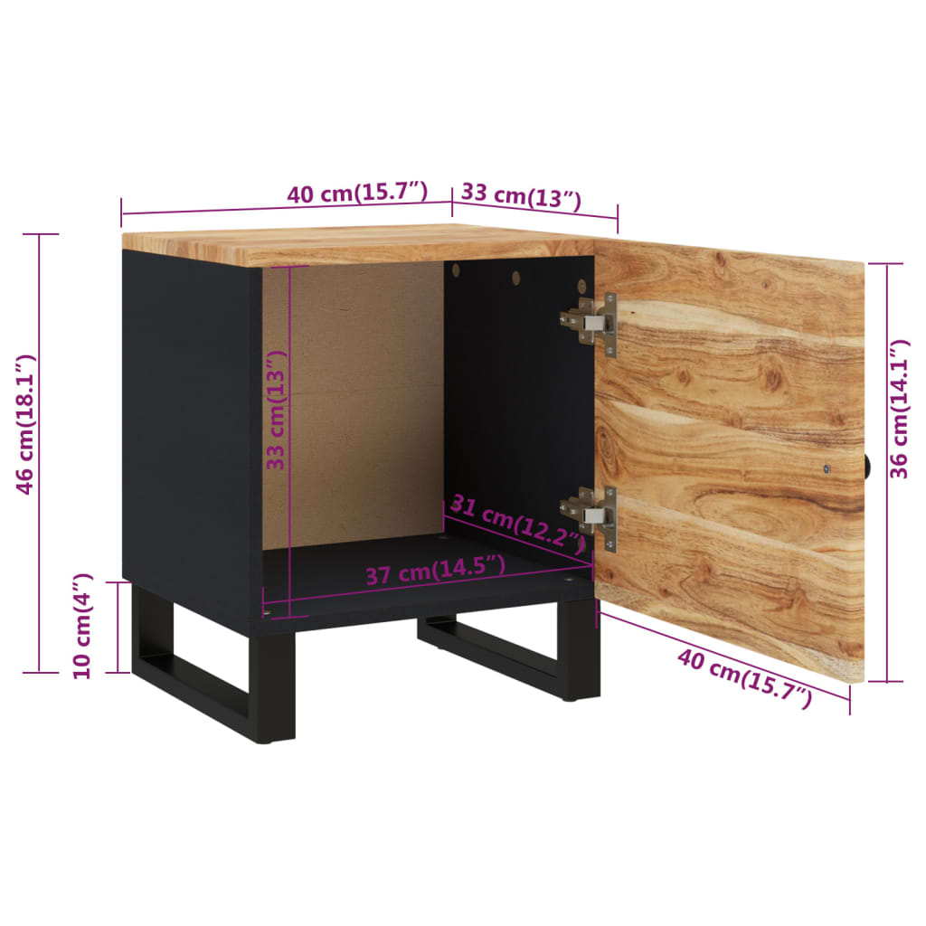 Bedside Cabinets 2 Pcs 40X33X46 Cm Solid Wood Acacia