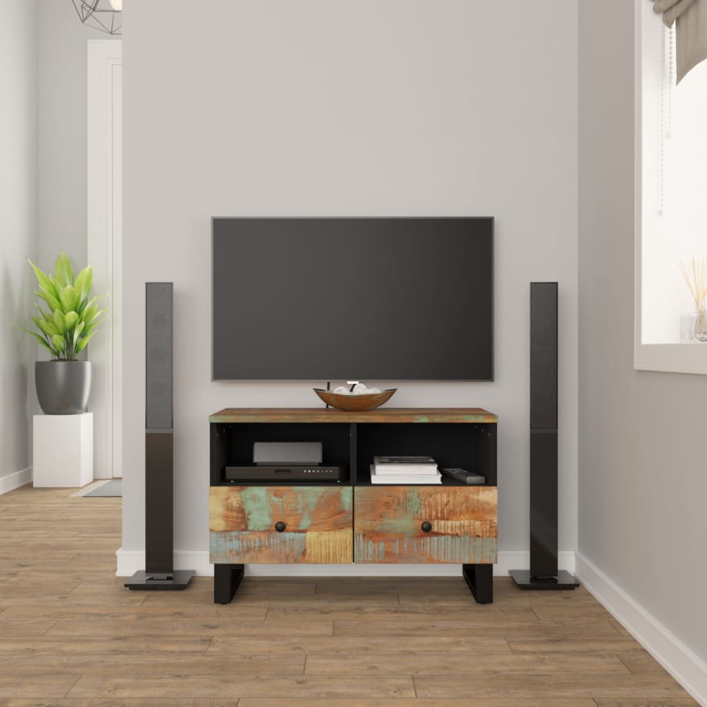 Tv Cabinet 70X33X46Cm Solid Wood Reclaimed