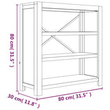 3-Tier Bookcase 80X30X Solid Wood Acacia