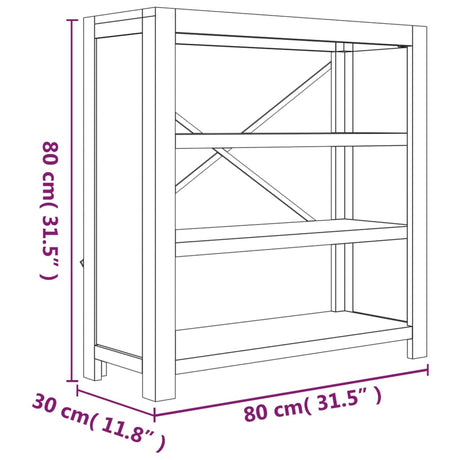 3-Tier Bookcase 80X30X Solid Wood Acacia