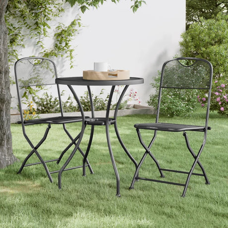 5 Piece Garden Dining Set Expanded Metal Mesh Anthracite
