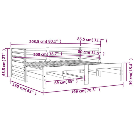 Pull-Out Day Bed Without Mattress 2X(80X200)Cm