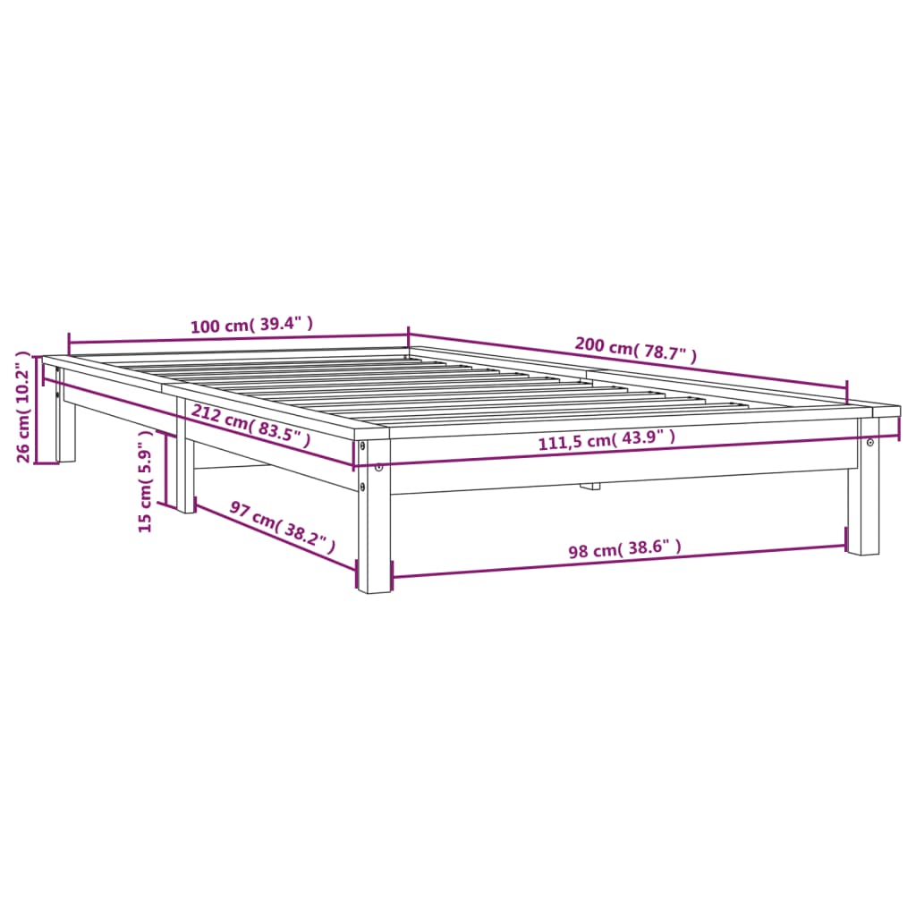 820534  Bed Frame Without Mattress Solid Wood