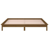 LED Bed Frame without Mattress Honey Brown 160x200 cm Solid Wood