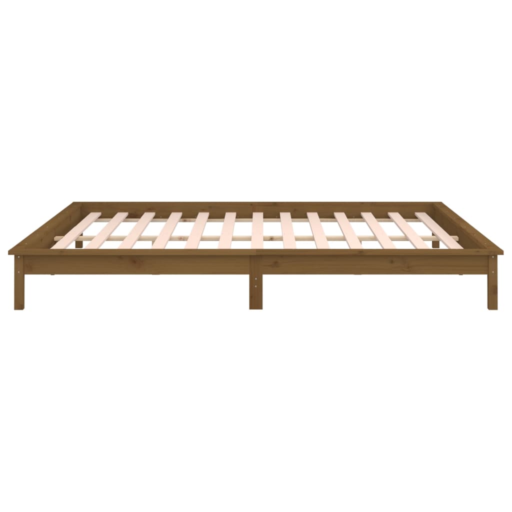 LED Bed Frame without Mattress Honey Brown 160x200 cm Solid Wood