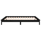 LED Bed Frame without Mattress Black 120x190 cm Small Double  Solid Wood