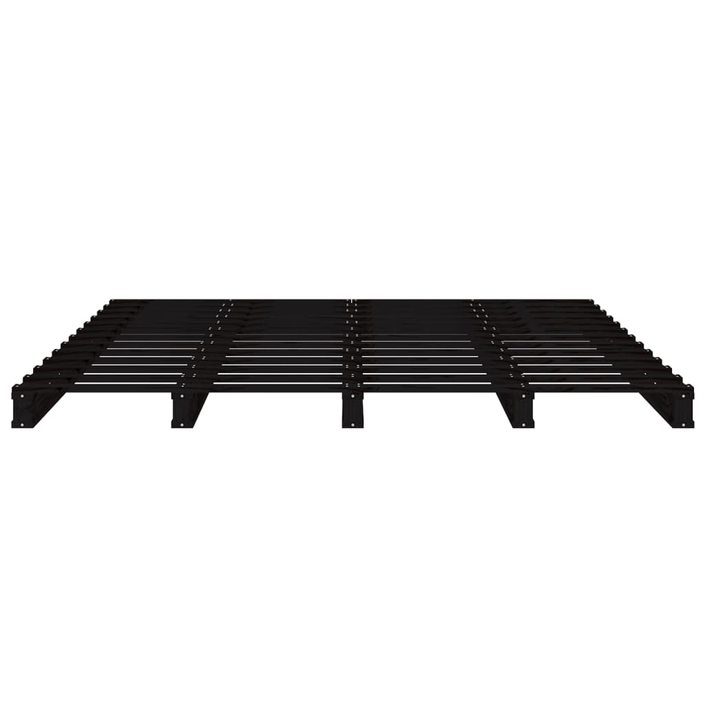 Pallet Bed without Mattress Black Double Solid Wood