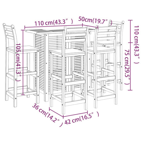 5 Piece Garden Bar Set Solid Wood Acacia