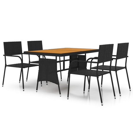 5 Piece Outdoor Dining Set Poly Rattan