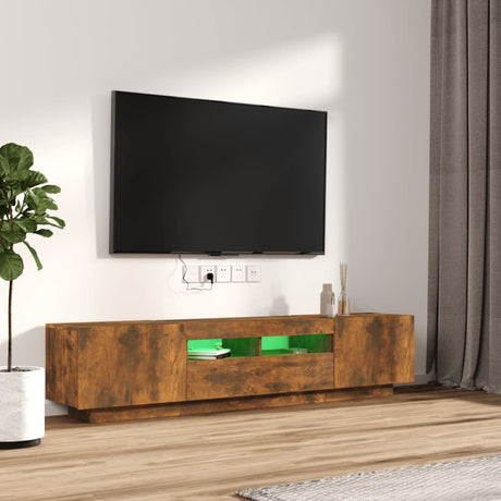2 Piece Tv Cabinet Set With Led Lights Engineered Wood