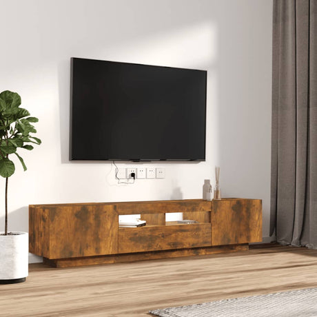 2 Piece Tv Cabinet Set With Led Lights Engineered Wood