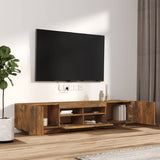 2 Piece Tv Cabinet Set With Led Lights Engineered Wood