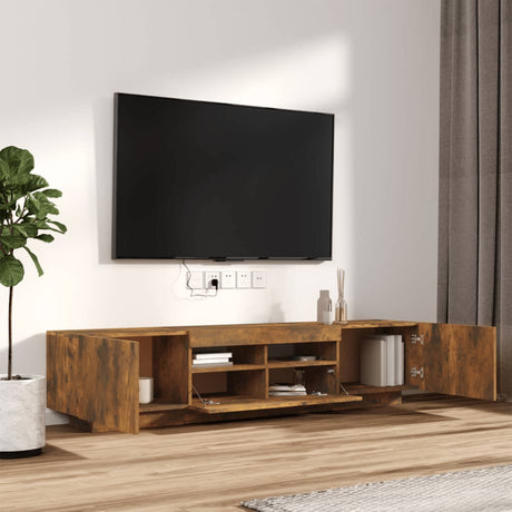 2 Piece Tv Cabinet Set With Led Lights Engineered Wood