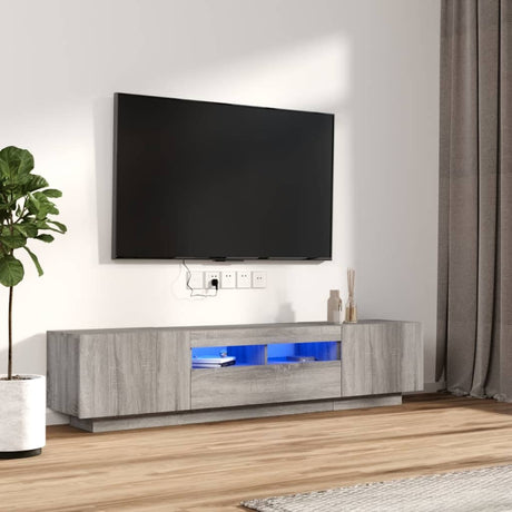 2 Piece Tv Cabinet Set With Led Lights Engineered Wood