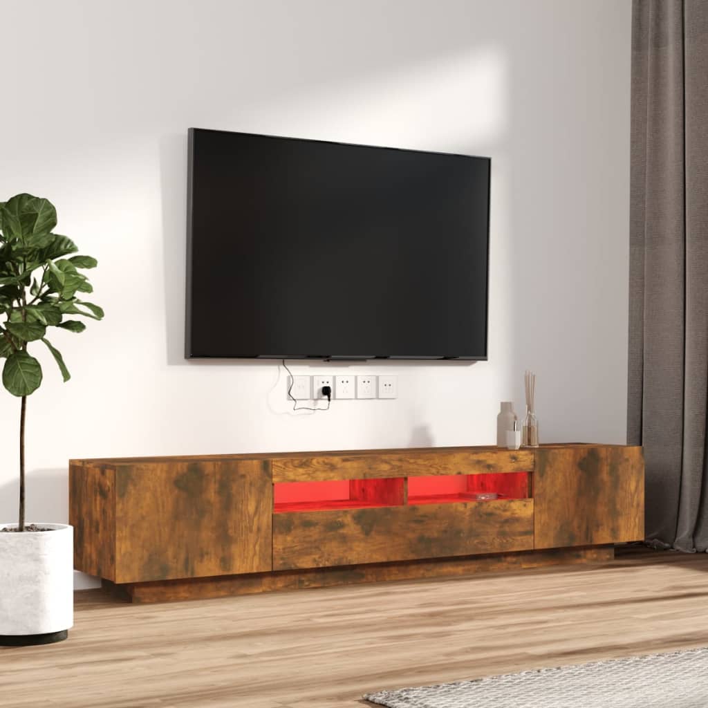 2 Piece Tv Cabinet Set With Led Lights Engineered Wood