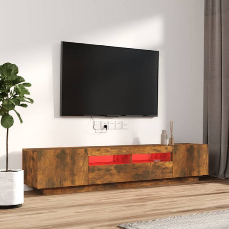 2 Piece Tv Cabinet Set With Led Lights Engineered Wood