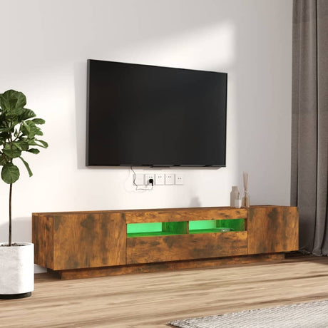 2 Piece Tv Cabinet Set With Led Lights Engineered Wood