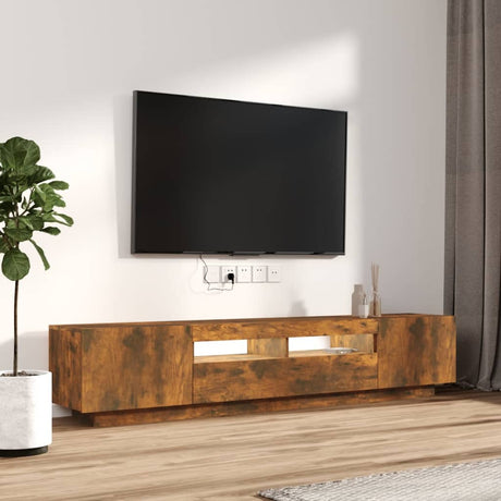 2 Piece Tv Cabinet Set With Led Lights Engineered Wood
