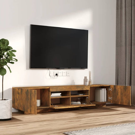 2 Piece Tv Cabinet Set With Led Lights Engineered Wood