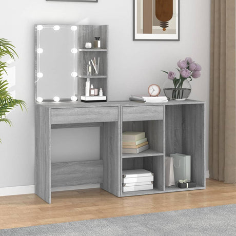 Led Dressing Table With Cabinet Engineered Wood