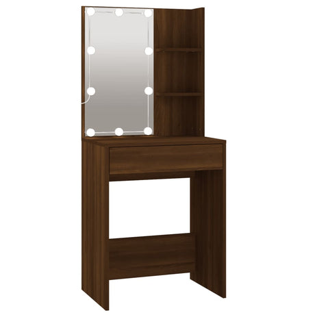 Led Dressing Table With Cabinets Engineered Wood