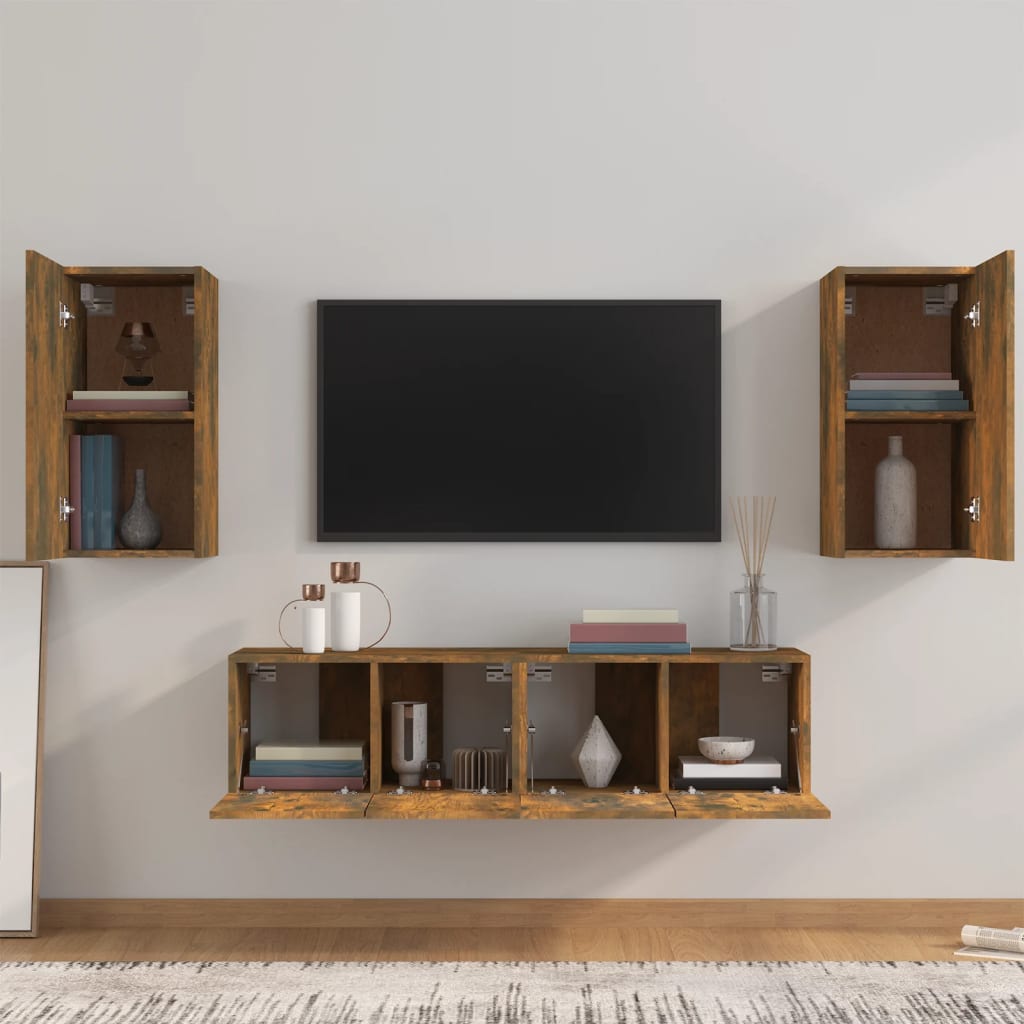 4 Piece Tv Cabinet Set Engineered Wood