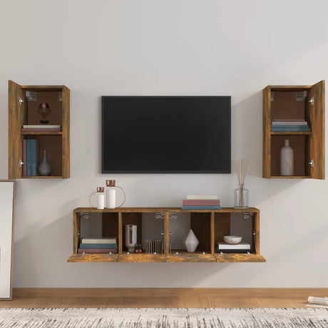 4 Piece Tv Cabinet Set Engineered Wood