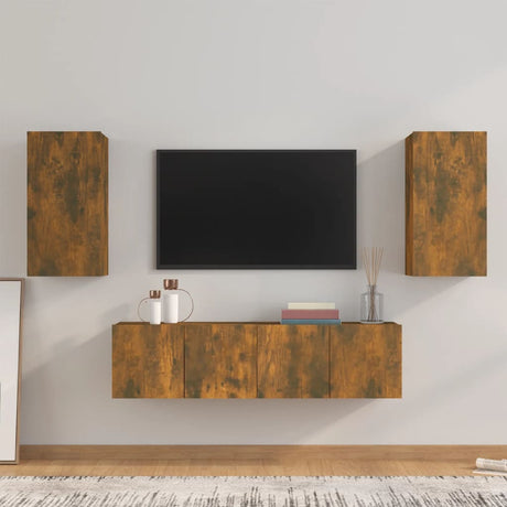 4 Piece Tv Cabinet Set Engineered Wood