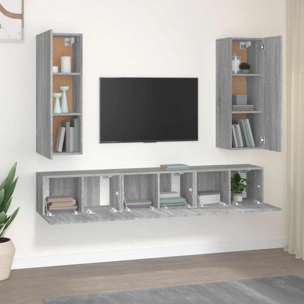 5 Piece Tv Cabinet Set Engineered Wood