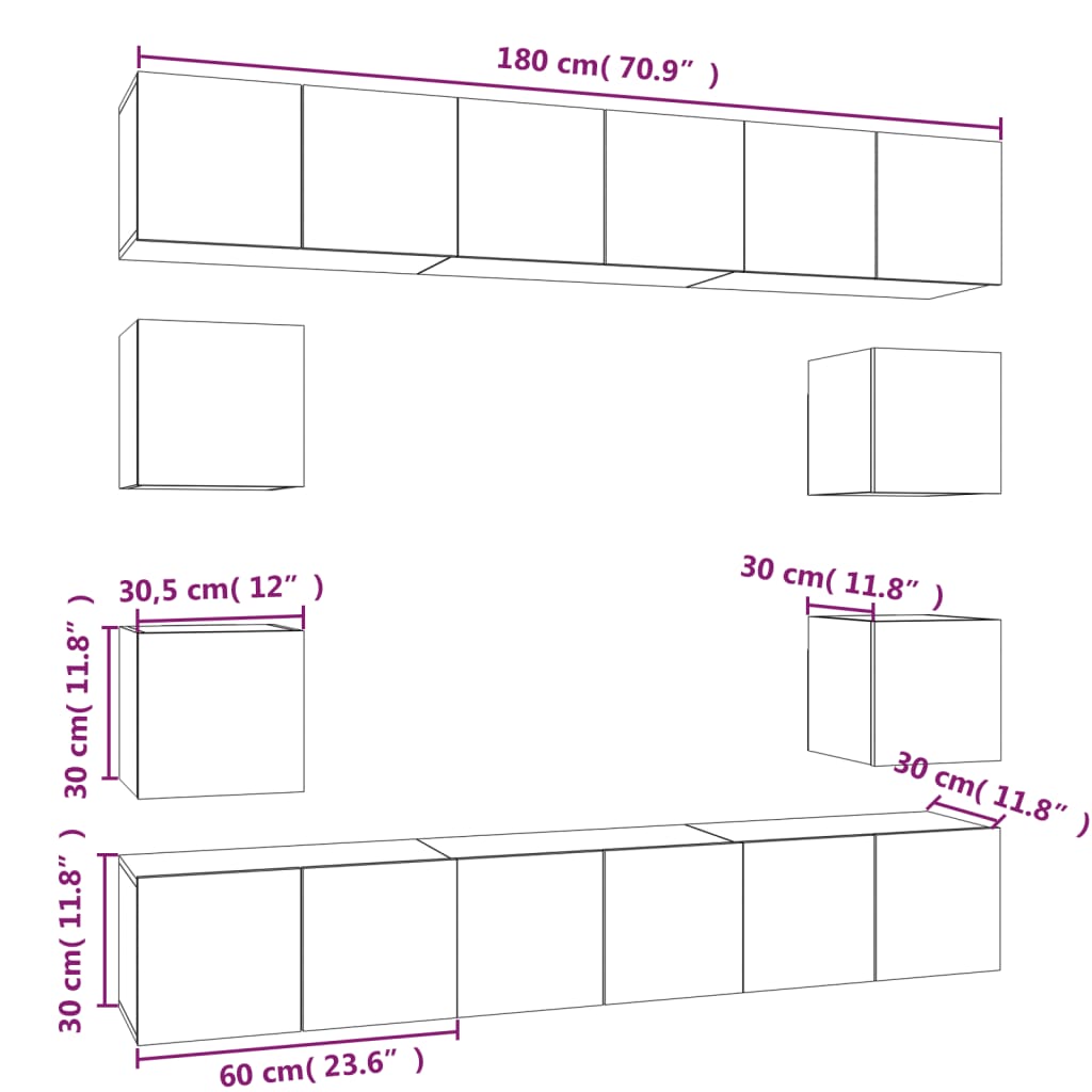 10 Piece Tv Cabinet Set Engineered Wood