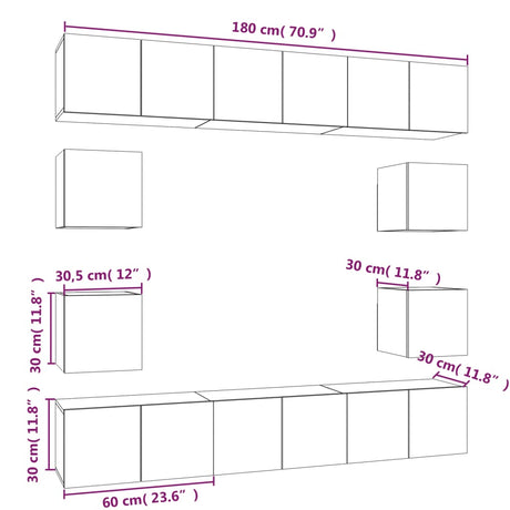 10 Piece Tv Cabinet Set Engineered Wood