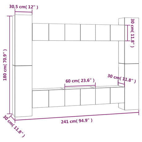 10 Piece Tv Cabinet Set Engineered Wood